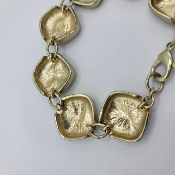 Liz Claiborne Gold Tone Square Link Brutalist Modernist Classic Bracelet Vtg 7" - Picture 7 of 10